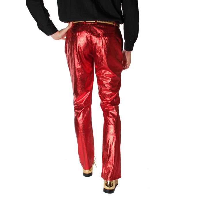 Heren glitterbroek rood